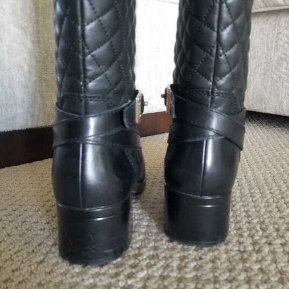 Bandolino Blushe Quilted Black Leather Heeled Riding Boots 6.5M - Picture 7 of 15